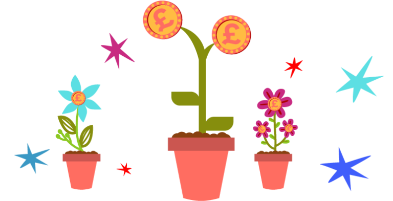 Plants with coins as flowers